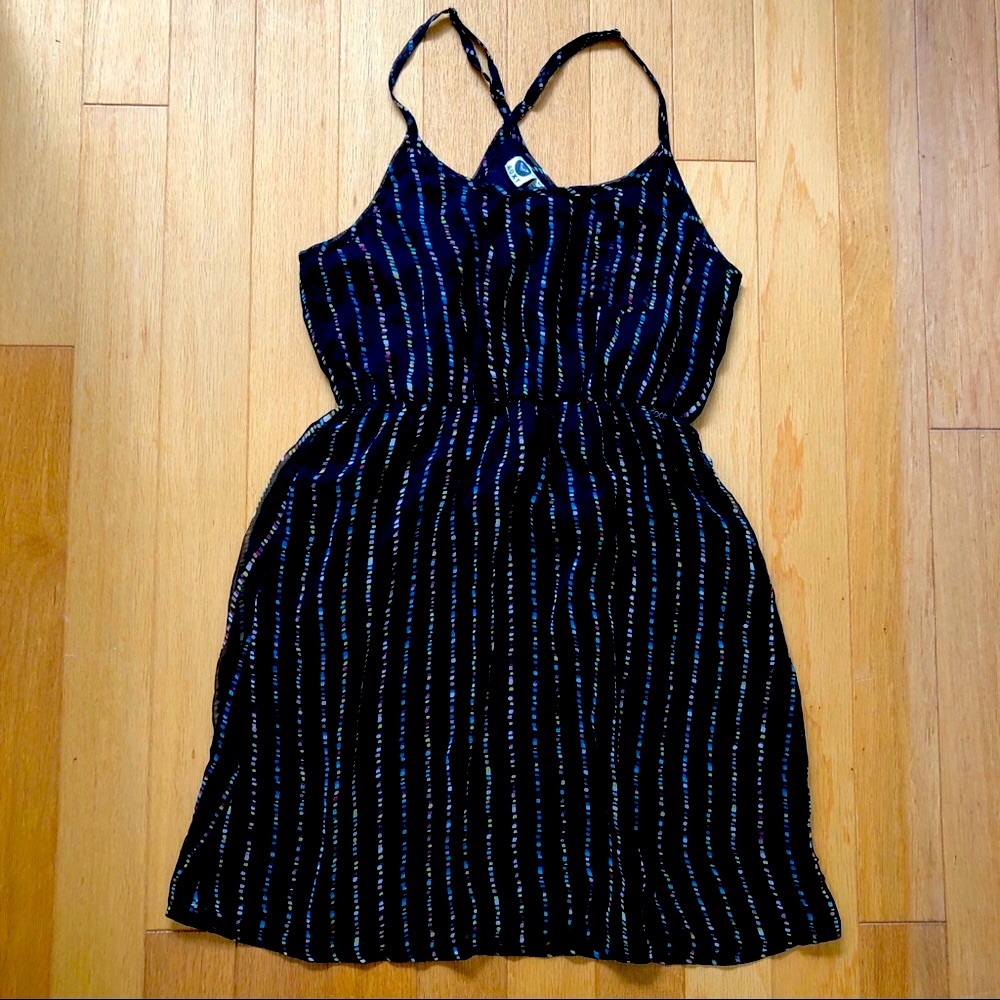 Roxy black colored stripe racer back sun dress